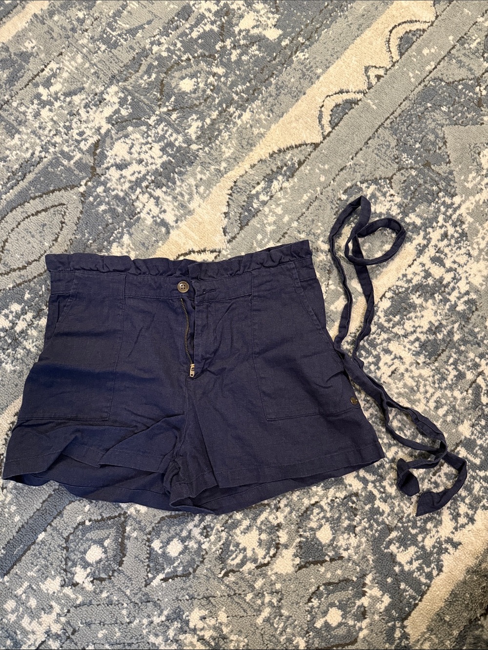 Roxy Navy High-Rise Shorts with Removable Tie